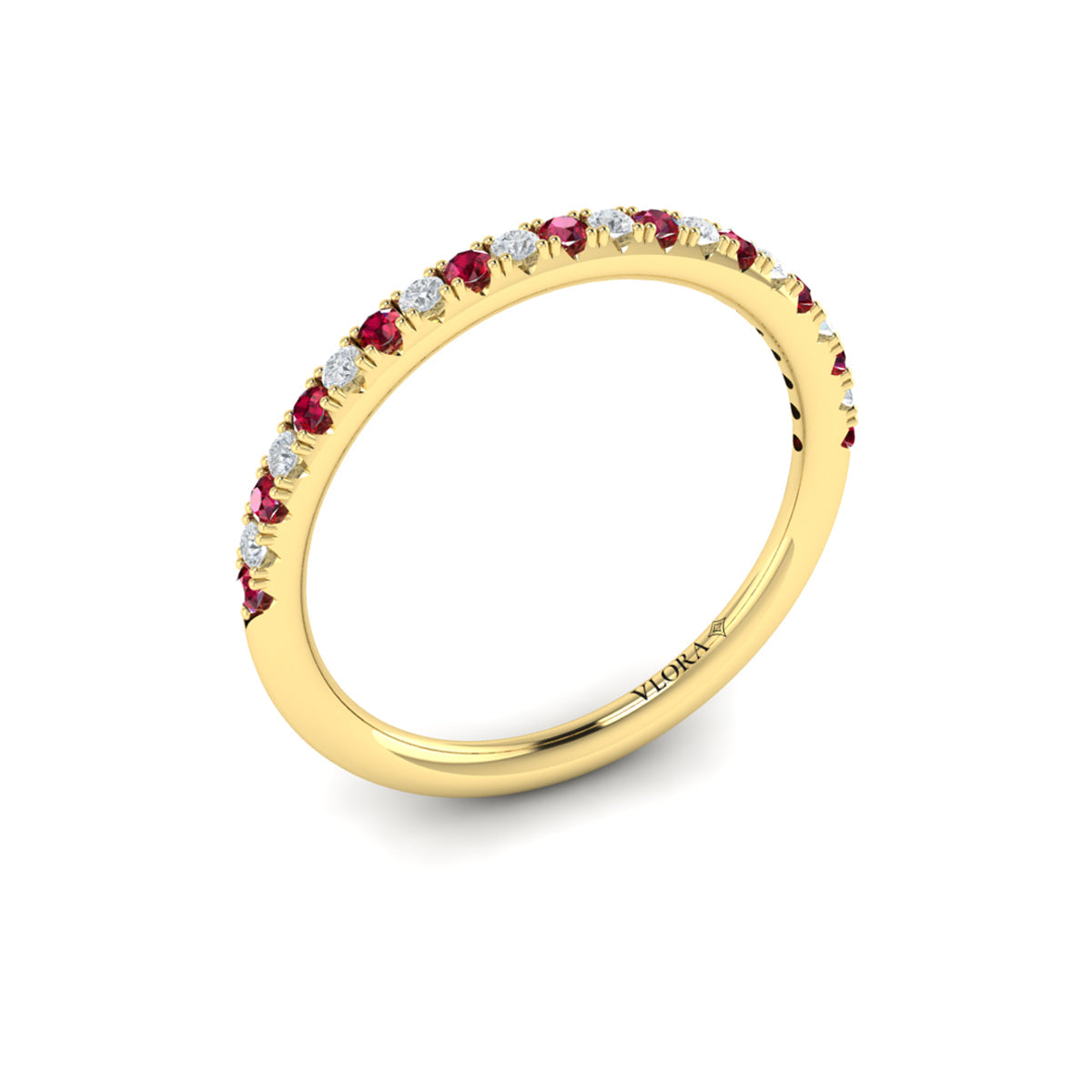 14kt Yellow Gold Ruby Womens Wedding Band