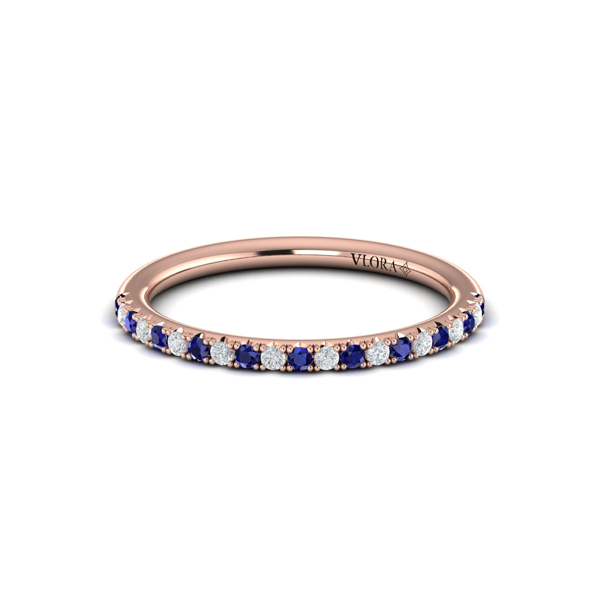 14kt Rose Gold Sapphire Womens Wedding Band