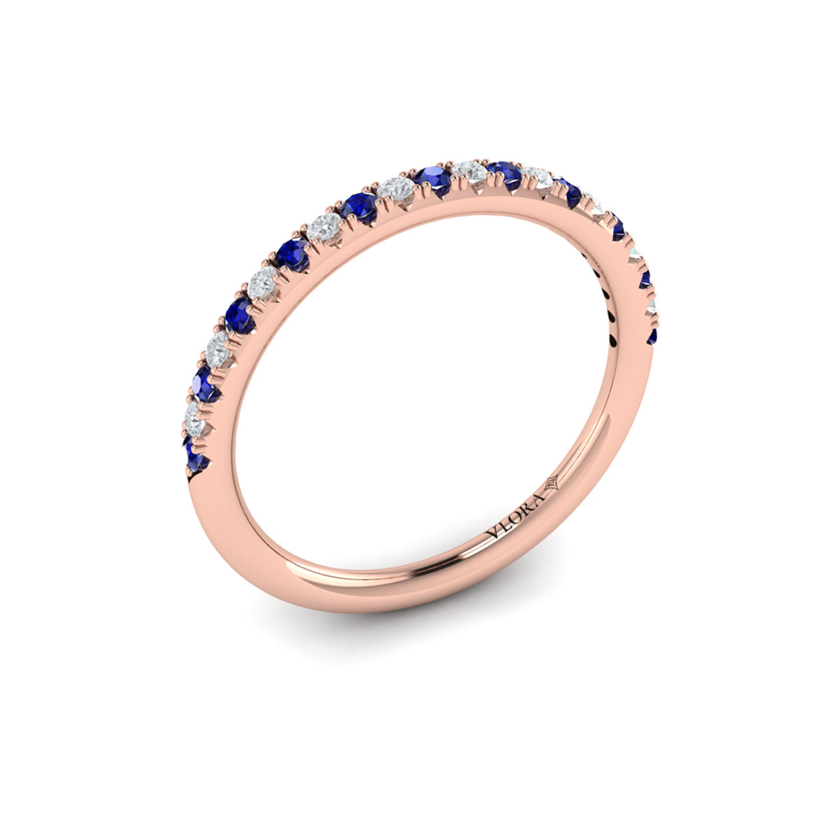 14kt Rose Gold Sapphire Womens Wedding Band