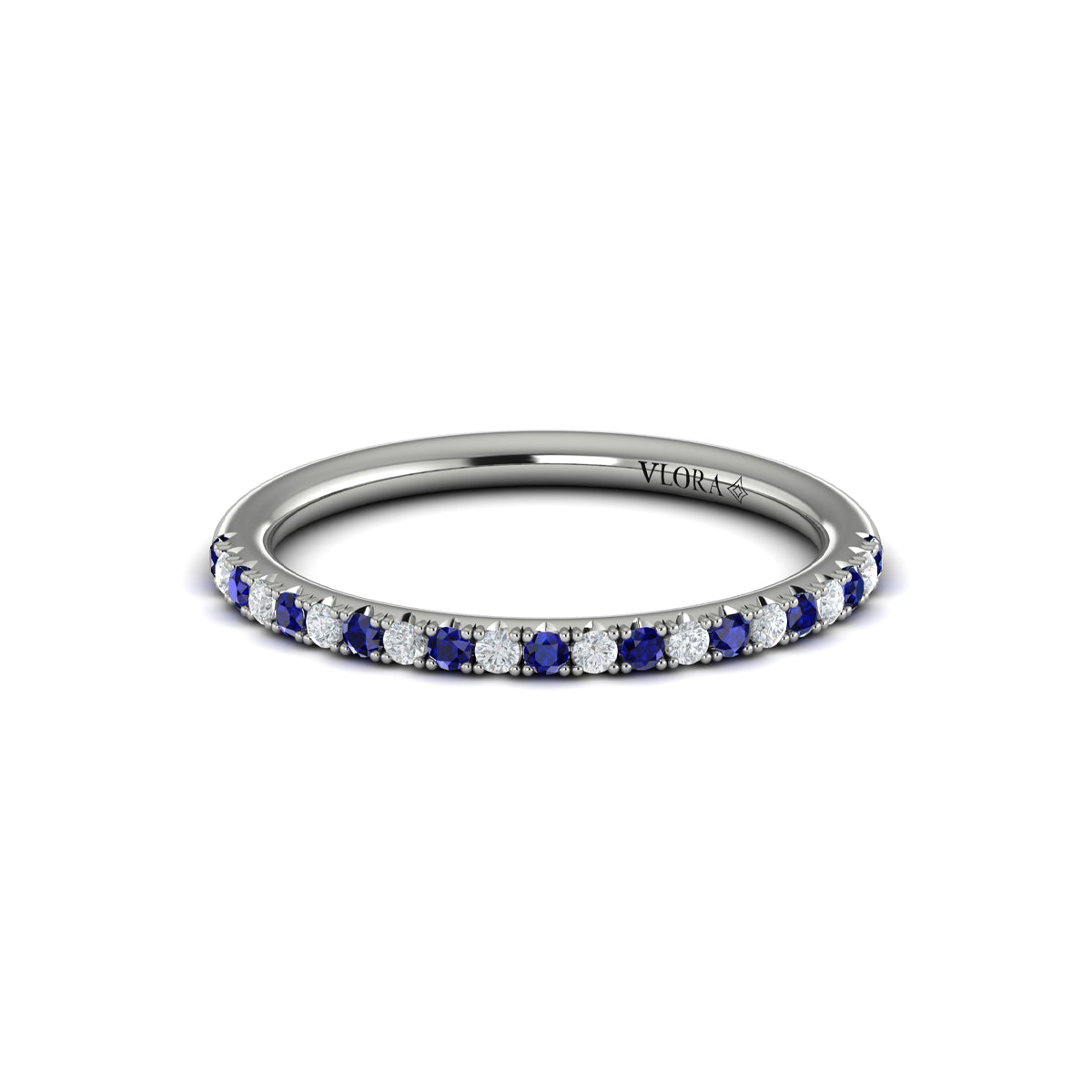 14K White Gold Sapphire Womens Wedding Band