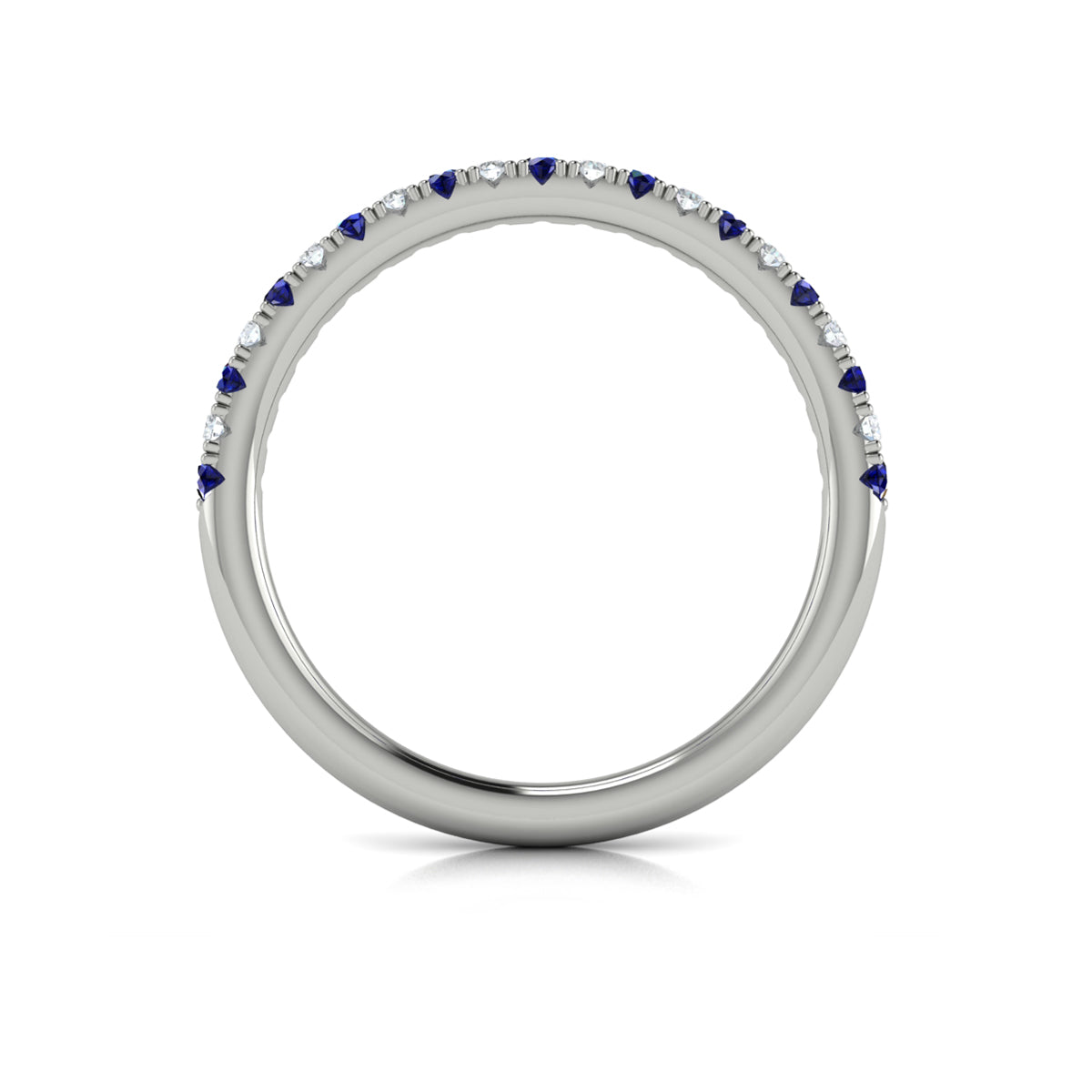 14K White Gold Sapphire Womens Wedding Band