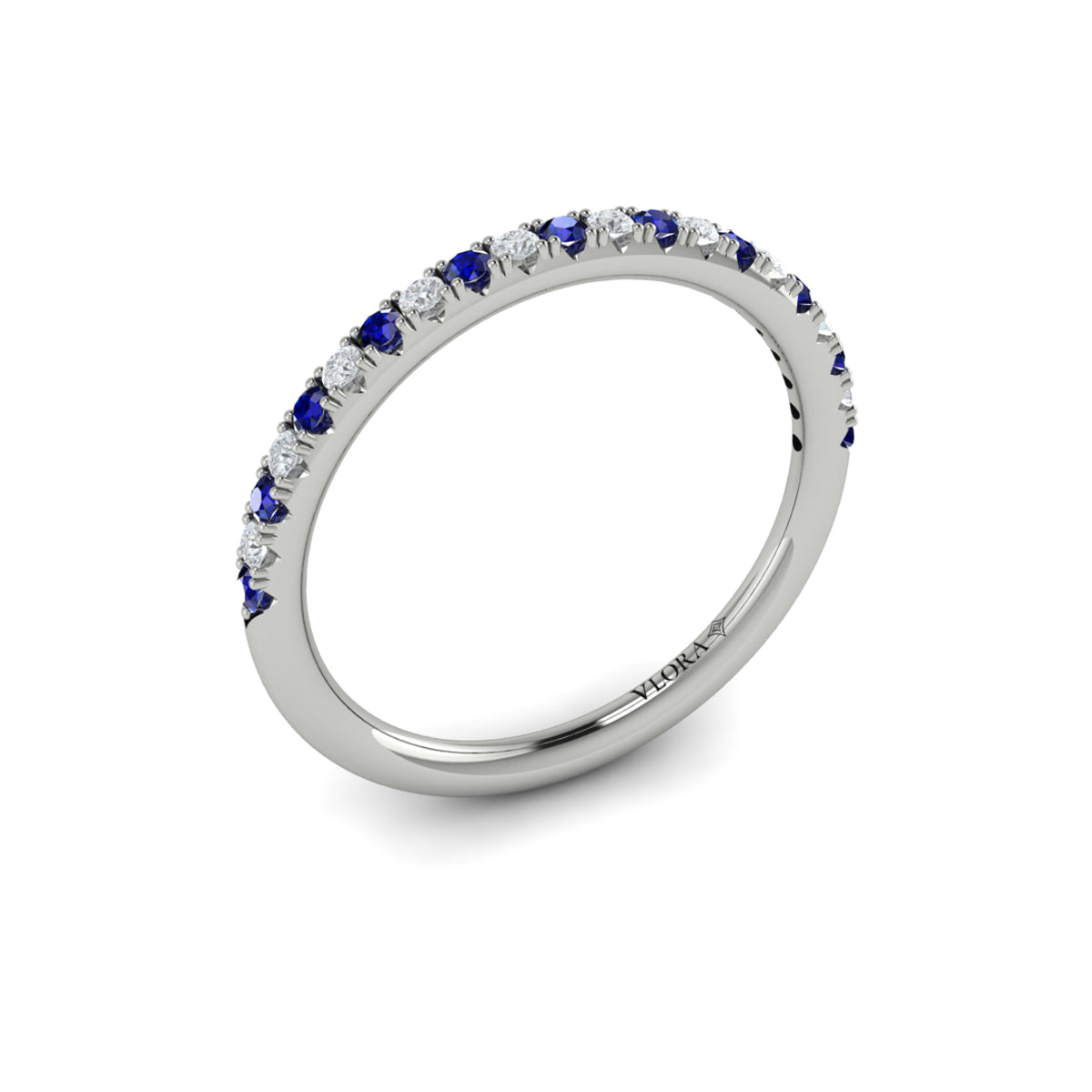 14K White Gold Sapphire Womens Wedding Band