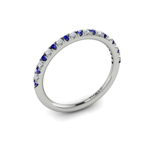 14K White Gold Sapphire Womens Wedding Band
