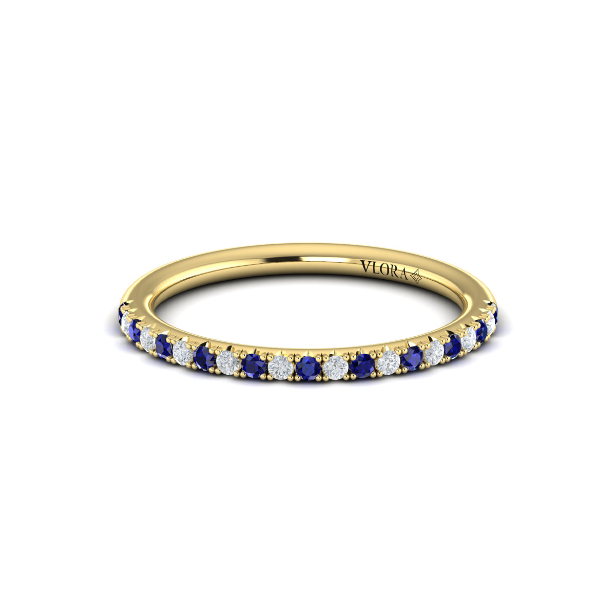 18kt Yellow Gold Sapphire Womens Wedding Band