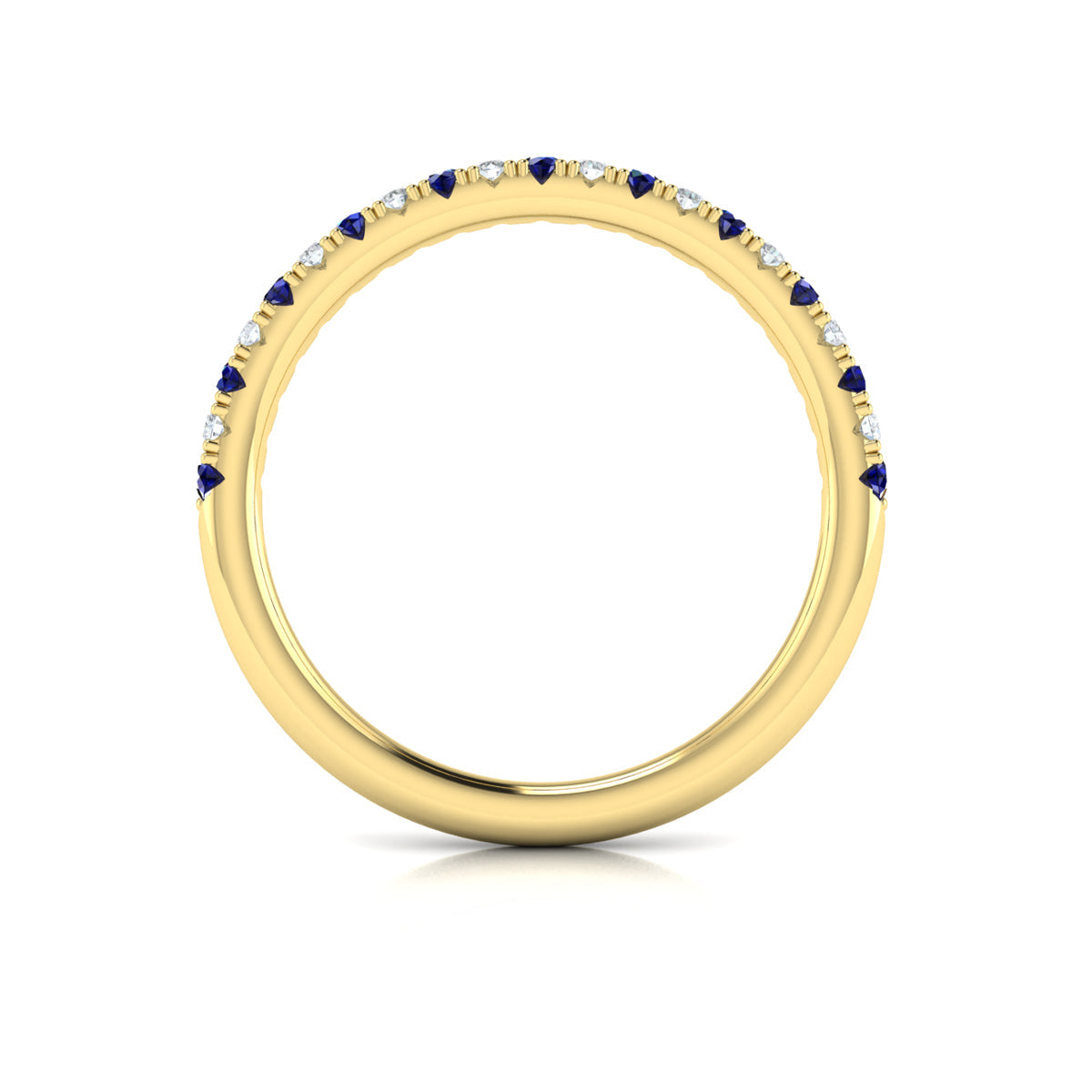 18kt Yellow Gold Sapphire Womens Wedding Band