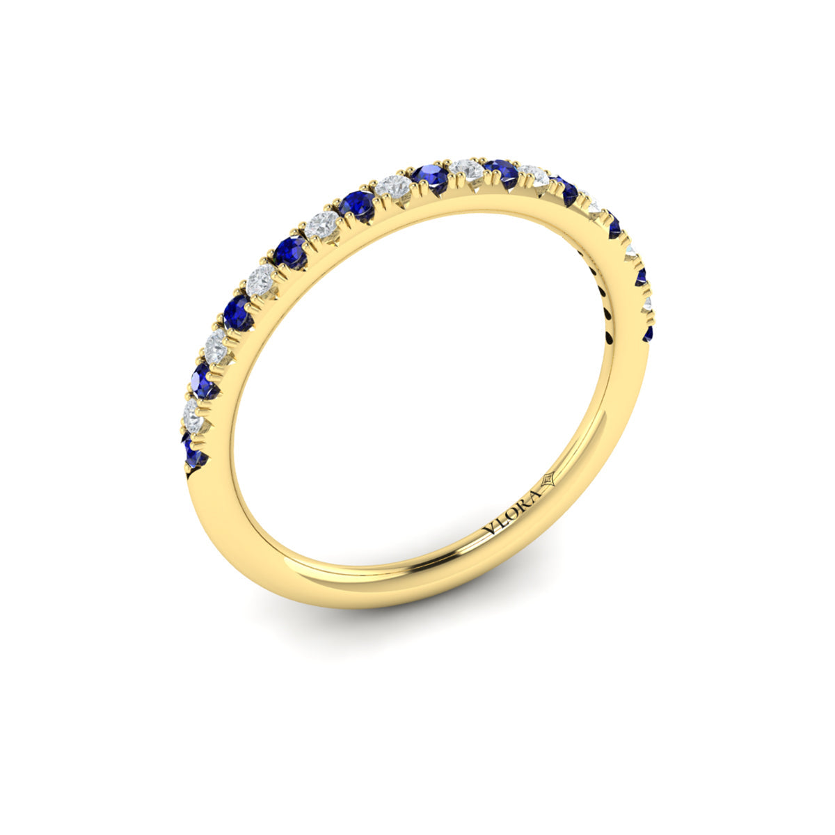 18kt Yellow Gold Sapphire Womens Wedding Band