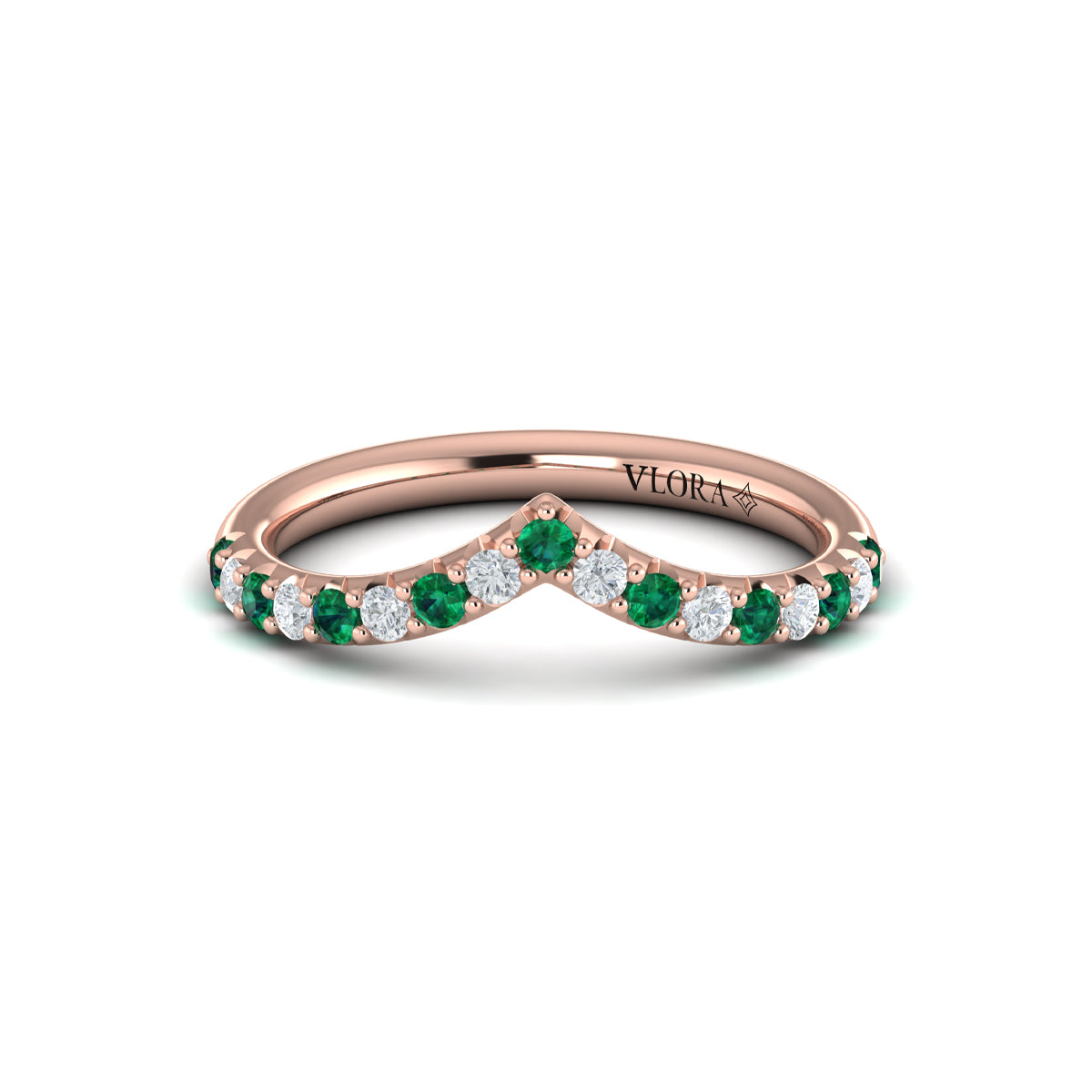 18kt Rose Gold Emerald Cut Womens Wedding Band