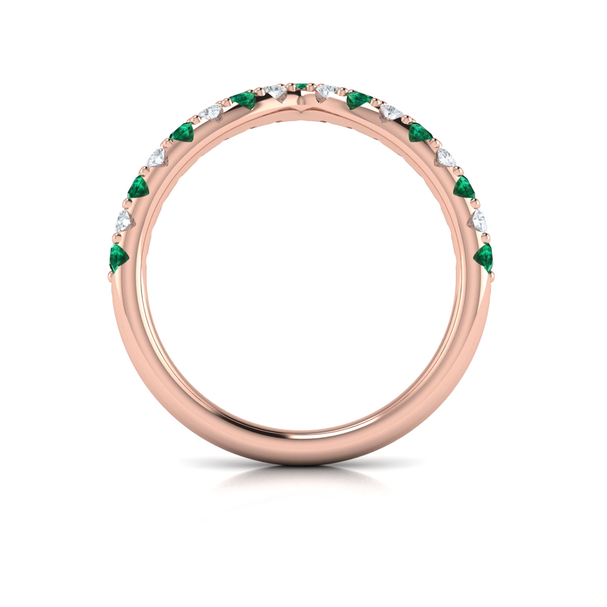 18kt Rose Gold Emerald Cut Womens Wedding Band