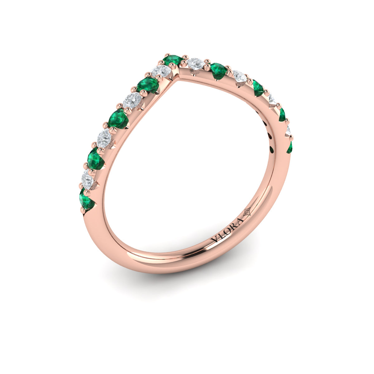 18kt Rose Gold Emerald Cut Womens Wedding Band