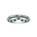 14K White Gold Emerald Cut Womens Wedding Band