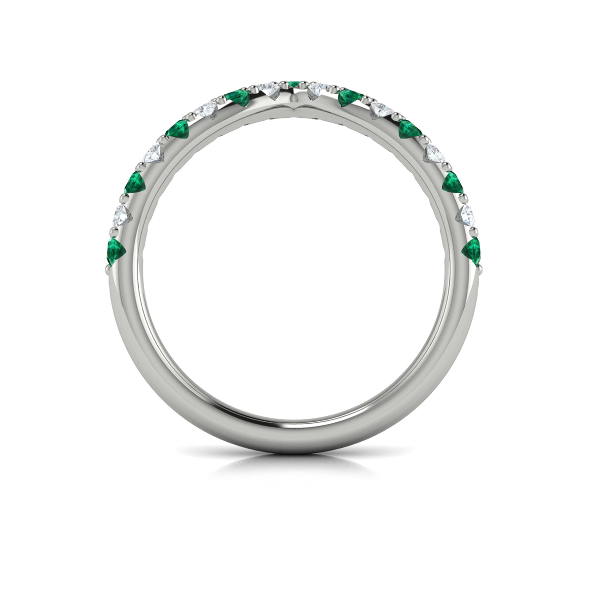14K White Gold Emerald Cut Womens Wedding Band