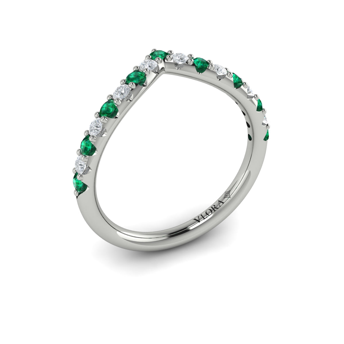 14K White Gold Emerald Cut Womens Wedding Band