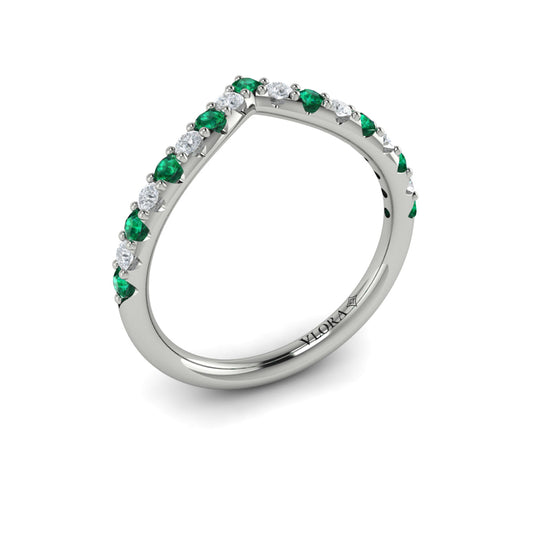14K White Gold Emerald Cut Womens Wedding Band