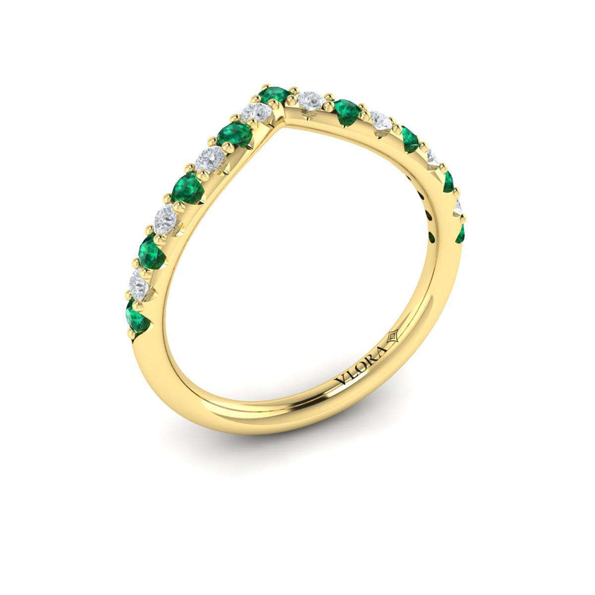 14kt Yellow Gold Emerald Cut Womens Wedding Band