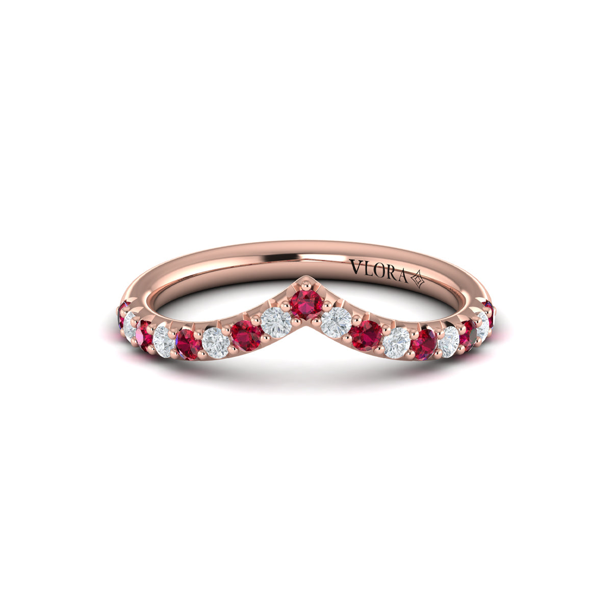 14kt Rose Gold Ruby Womens Wedding Band