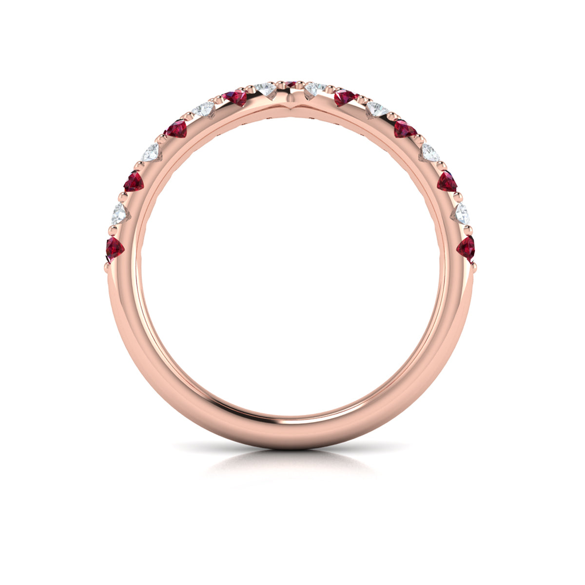 14kt Rose Gold Ruby Womens Wedding Band