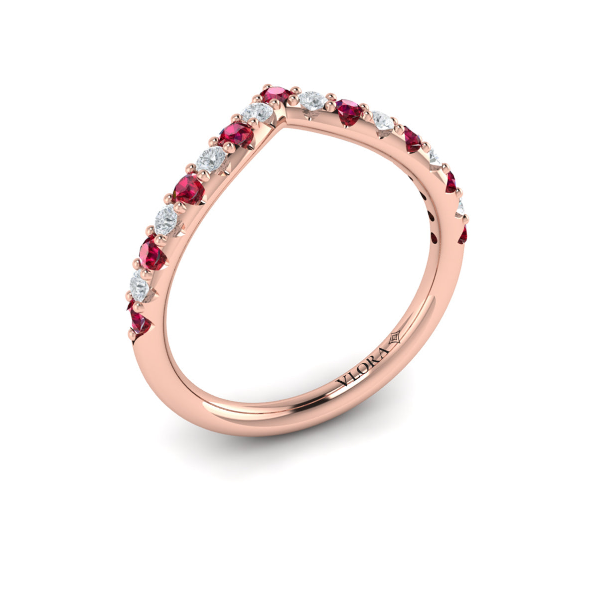 14kt Rose Gold Ruby Womens Wedding Band