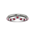 14K White Gold Ruby Diamond Womens Wedding Band