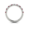 14K White Gold Ruby Diamond Womens Wedding Band