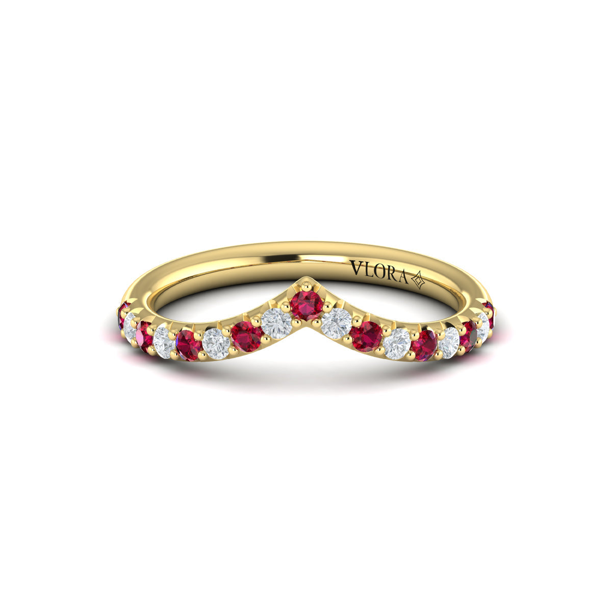 14kt Yellow Gold Ruby Womens Wedding Band