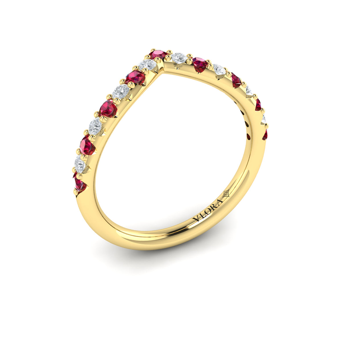 14kt Yellow Gold Ruby Womens Wedding Band