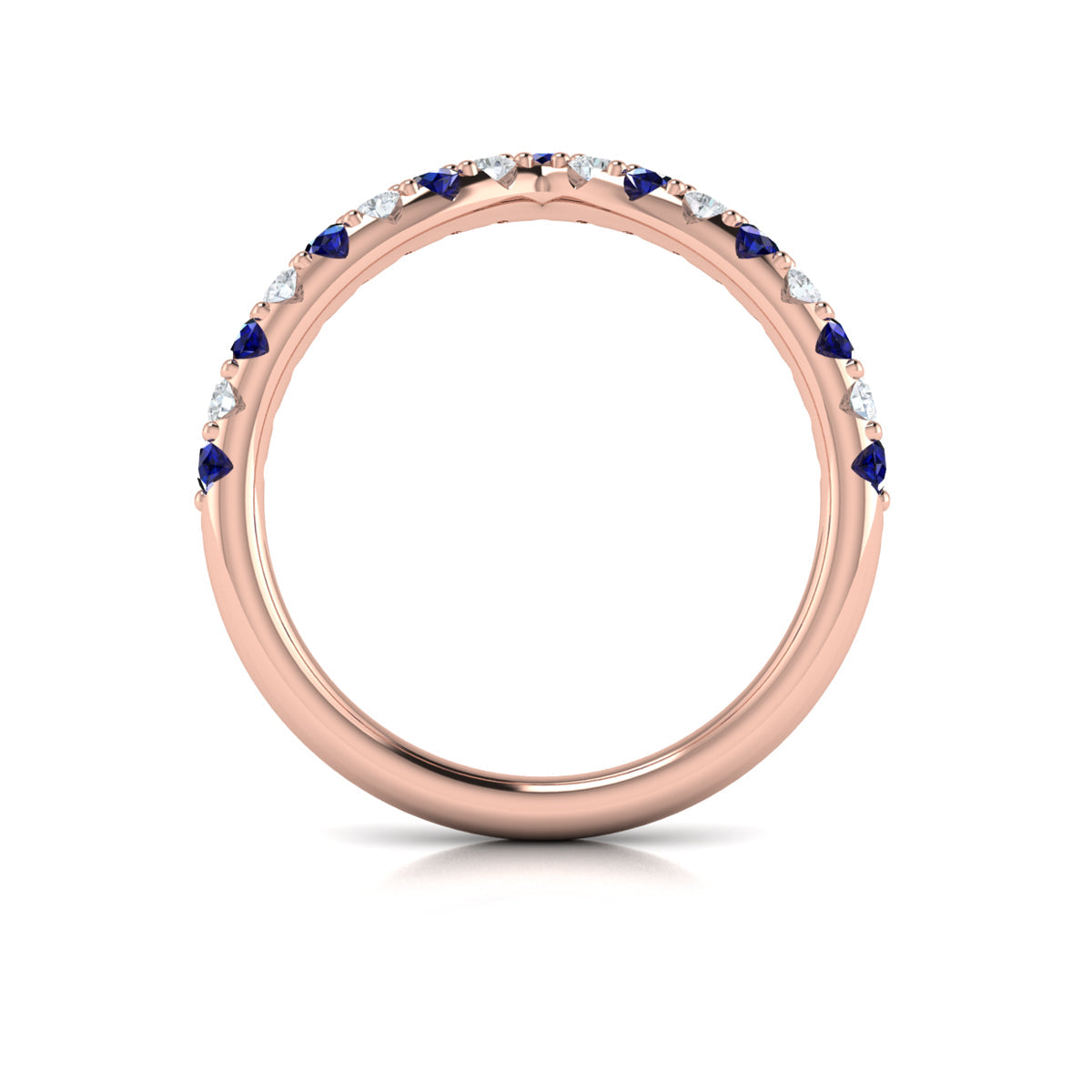 14kt Rose Gold Sapphire Womens Wedding Band