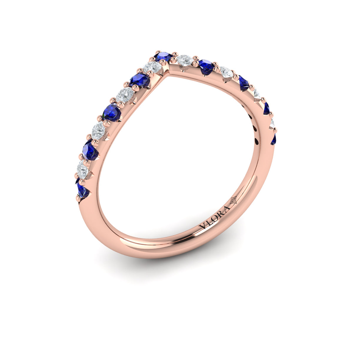 14kt Rose Gold Sapphire Womens Wedding Band