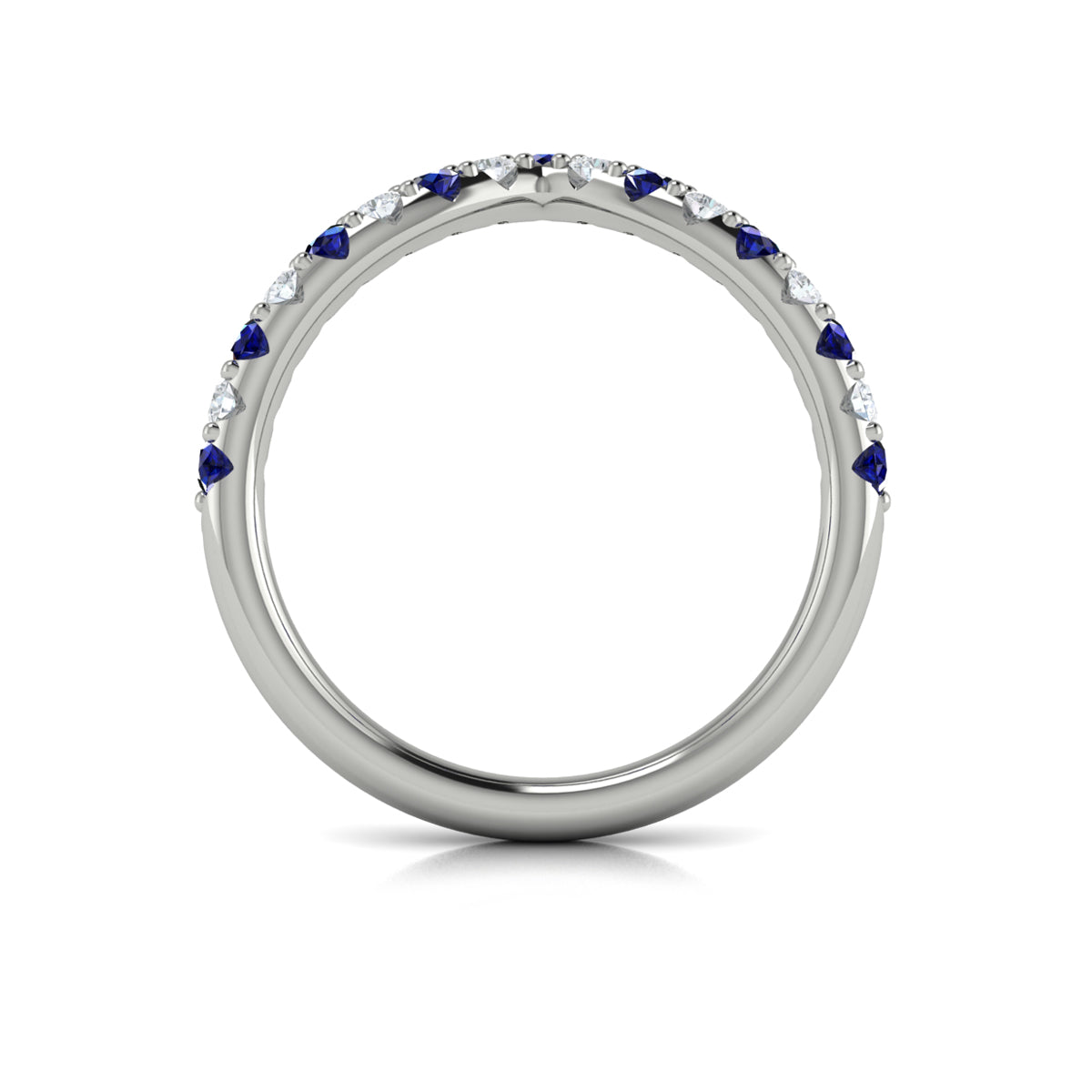 14K White Gold Sapphire Womens Wedding Band
