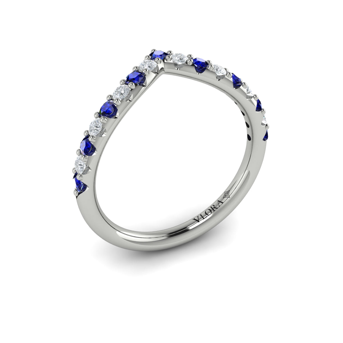 14K White Gold Sapphire Womens Wedding Band