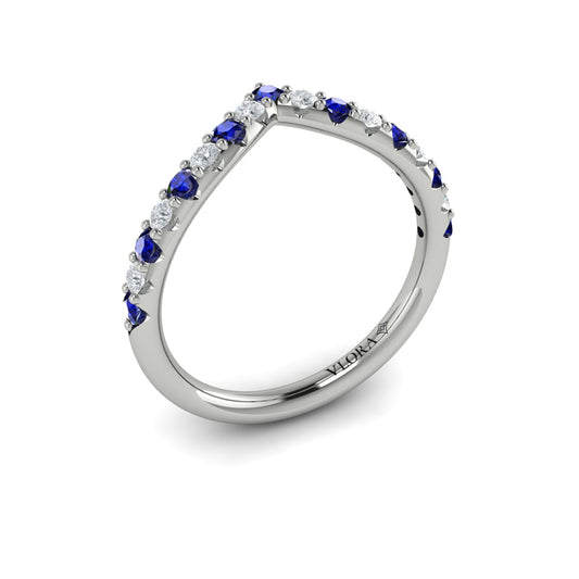 14K White Gold Sapphire Womens Wedding Band
