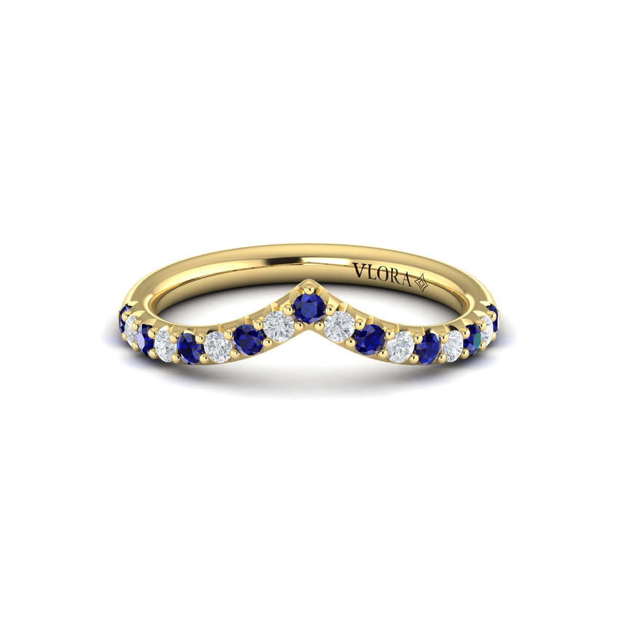 14kt Yellow Gold Sapphire Accent Womens Wedding Band