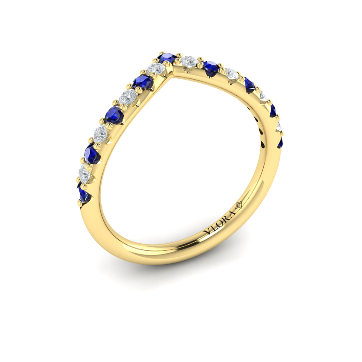 14kt Yellow Gold Sapphire Accent Womens Wedding Band