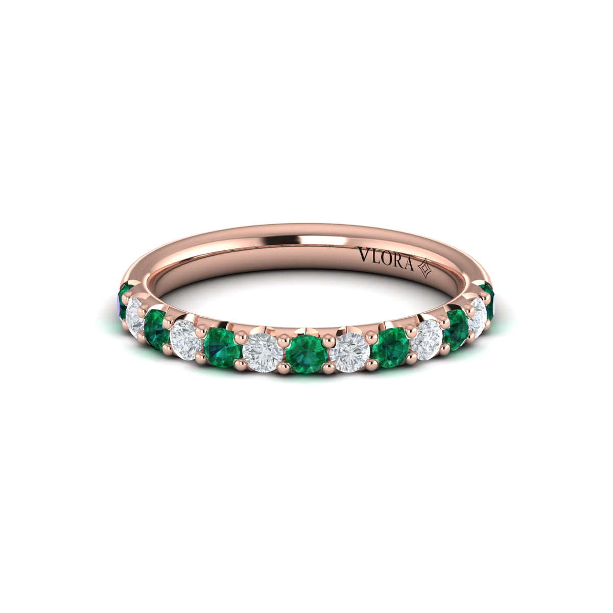 14kt Rose Gold Emerald Cut Womens Wedding Band