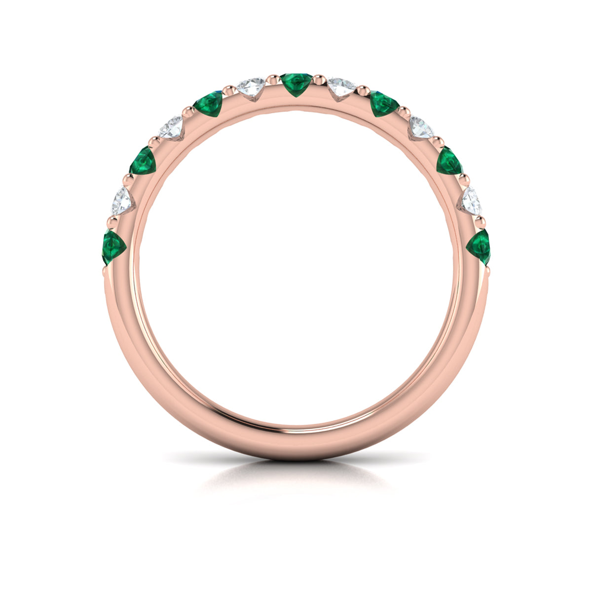14kt Rose Gold Emerald Cut Womens Wedding Band