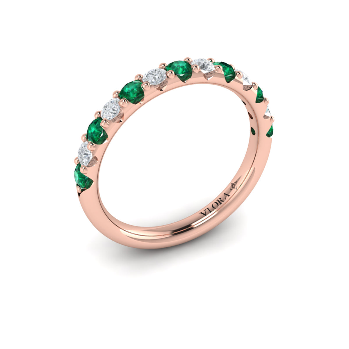 14kt Rose Gold Emerald Cut Womens Wedding Band