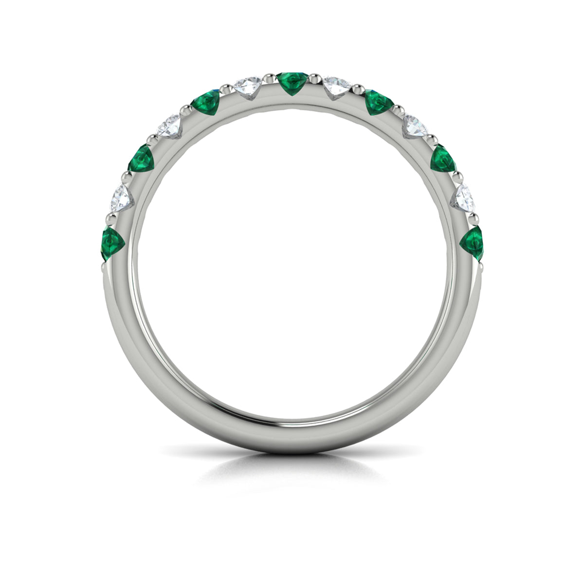 14K White Gold Emerald Cut Womens Wedding Band