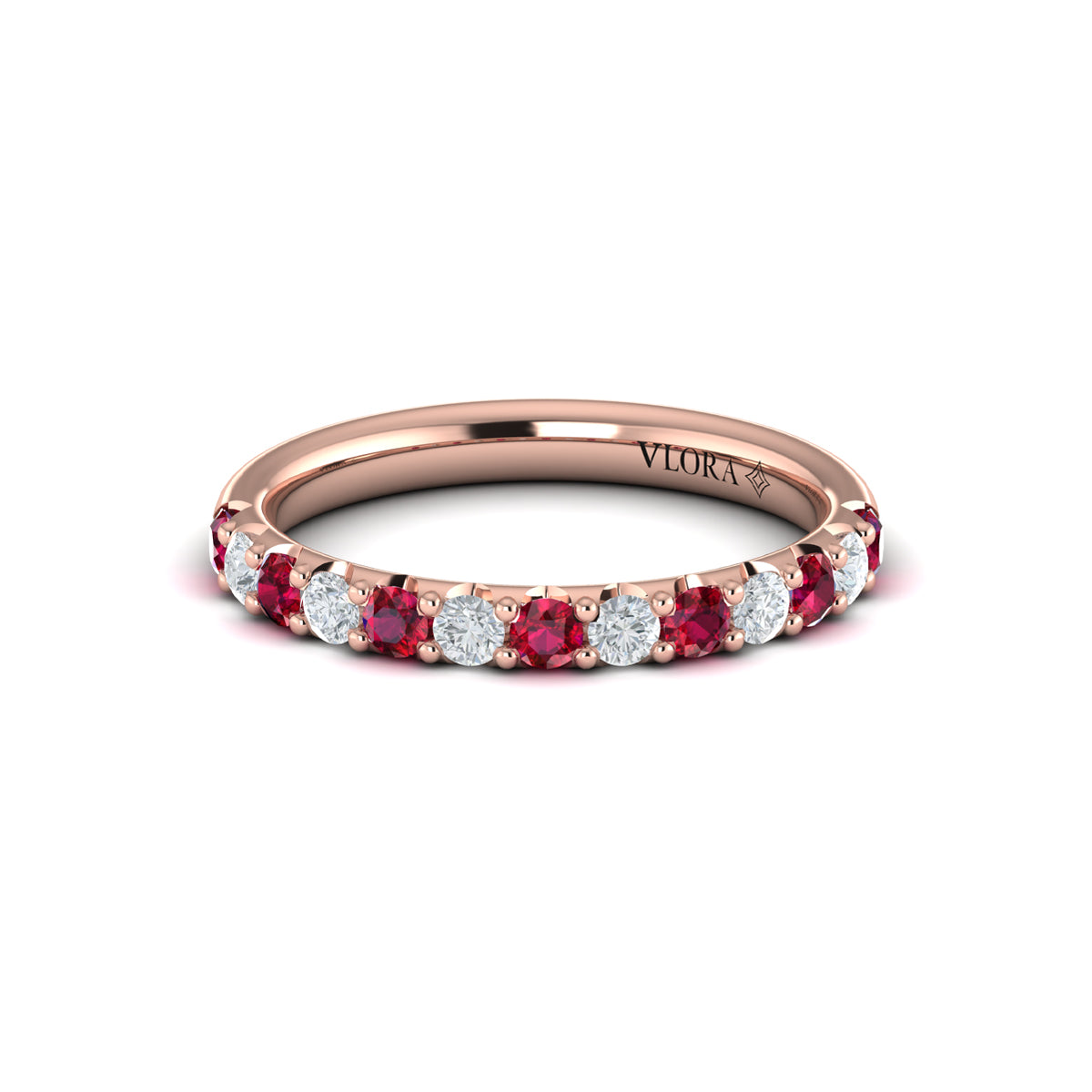 14kt Rose Gold Ruby Womens Wedding Band