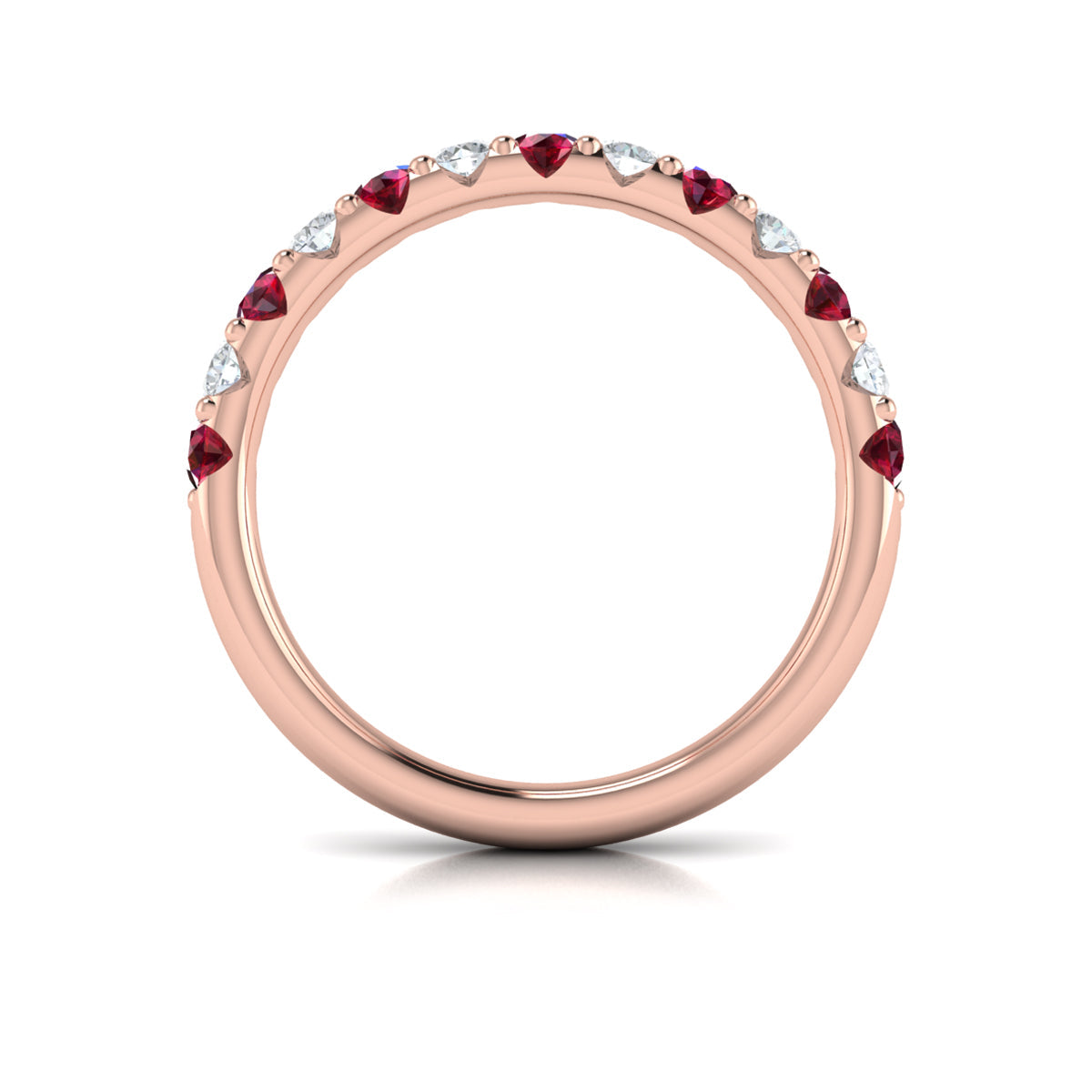 14kt Rose Gold Ruby Womens Wedding Band