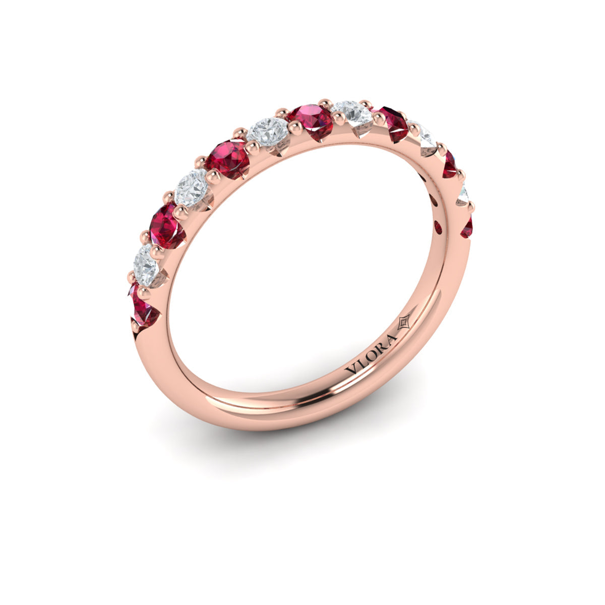 14kt Rose Gold Ruby Womens Wedding Band