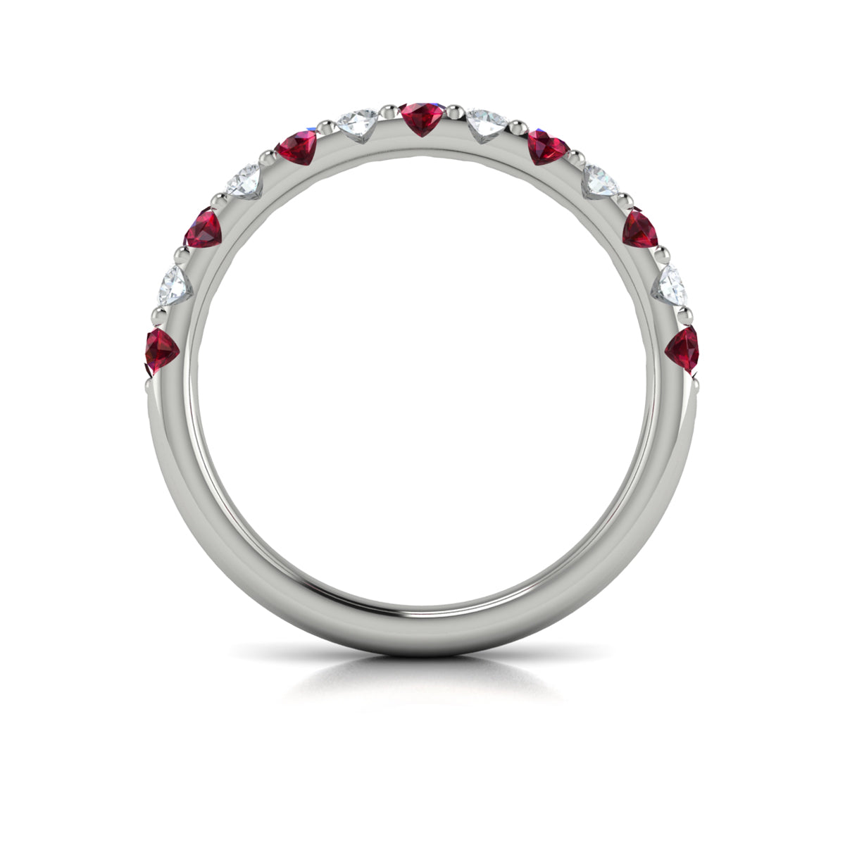 14K White Gold Ruby Elegant Womens Wedding Band