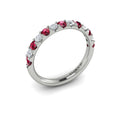 14K White Gold Ruby Elegant Womens Wedding Band