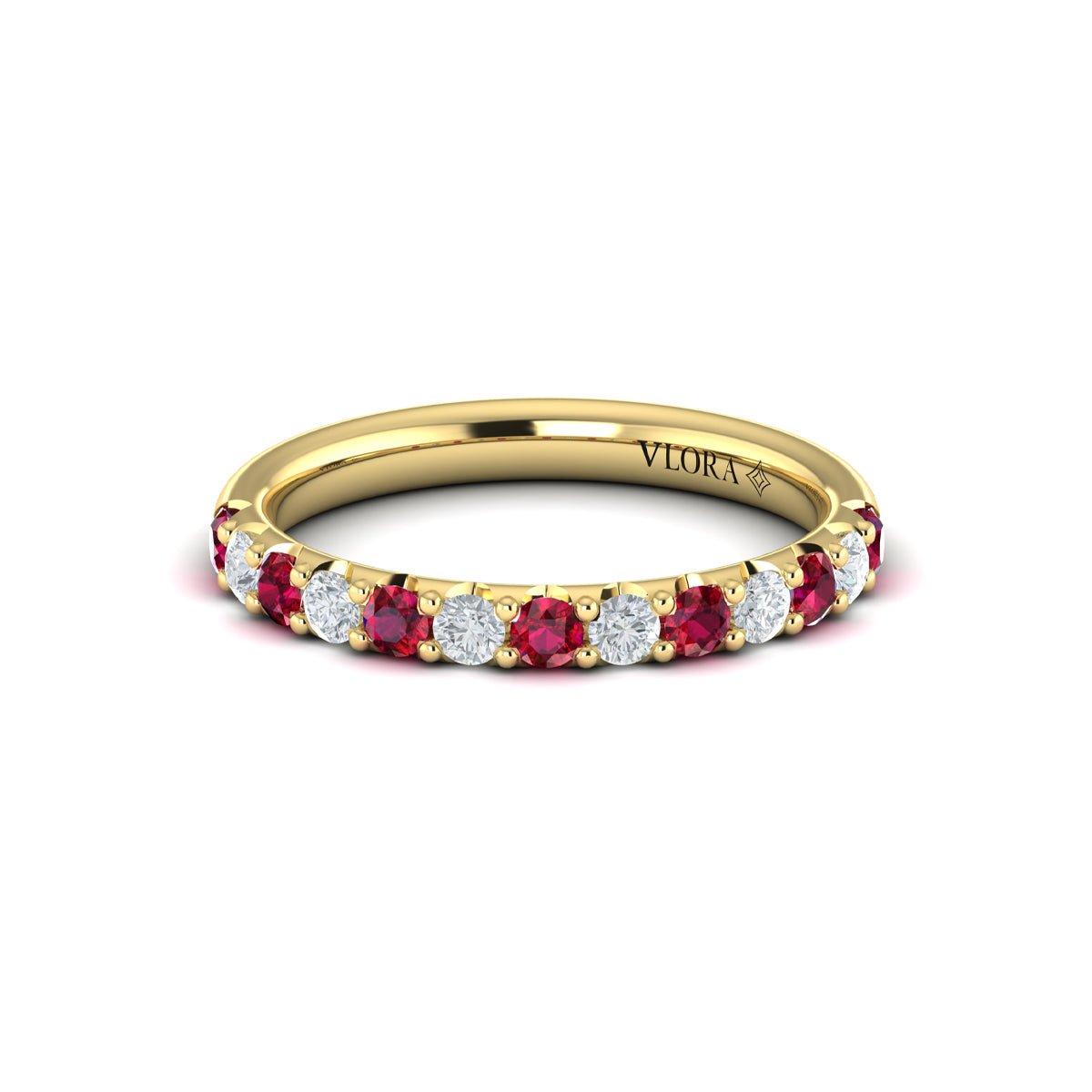 14kt Yellow Gold Ruby Womens Wedding Band