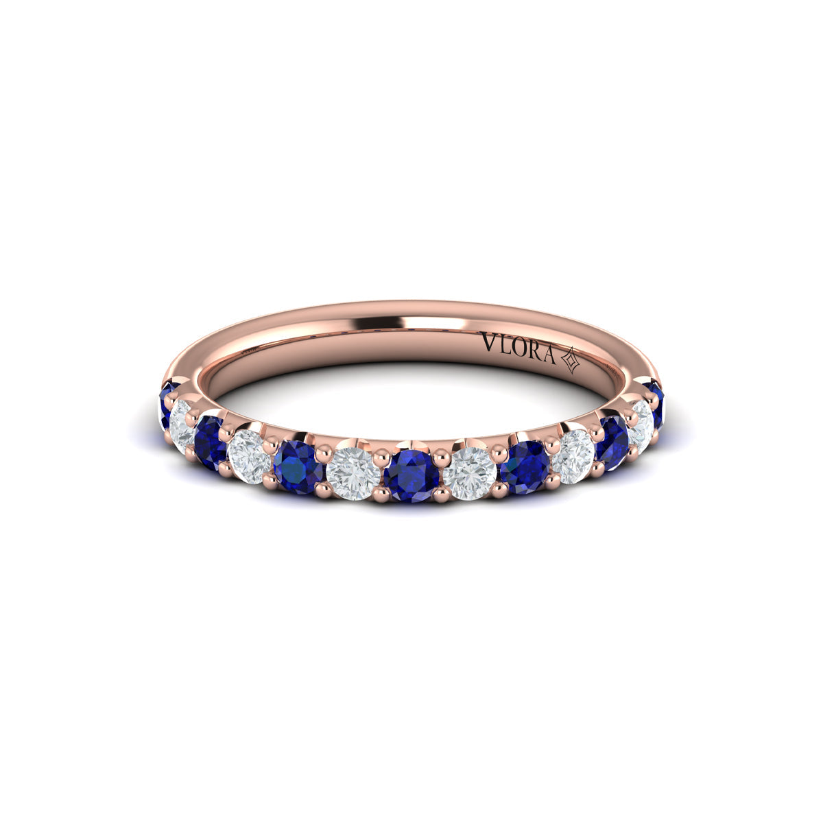 14kt Rose Gold Sapphire Womens Wedding Band