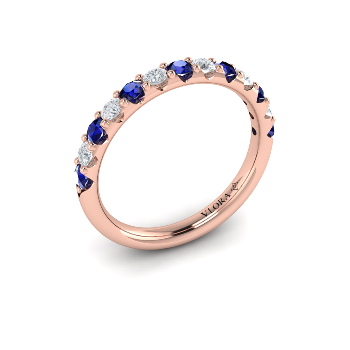 14kt Rose Gold Sapphire Womens Wedding Band