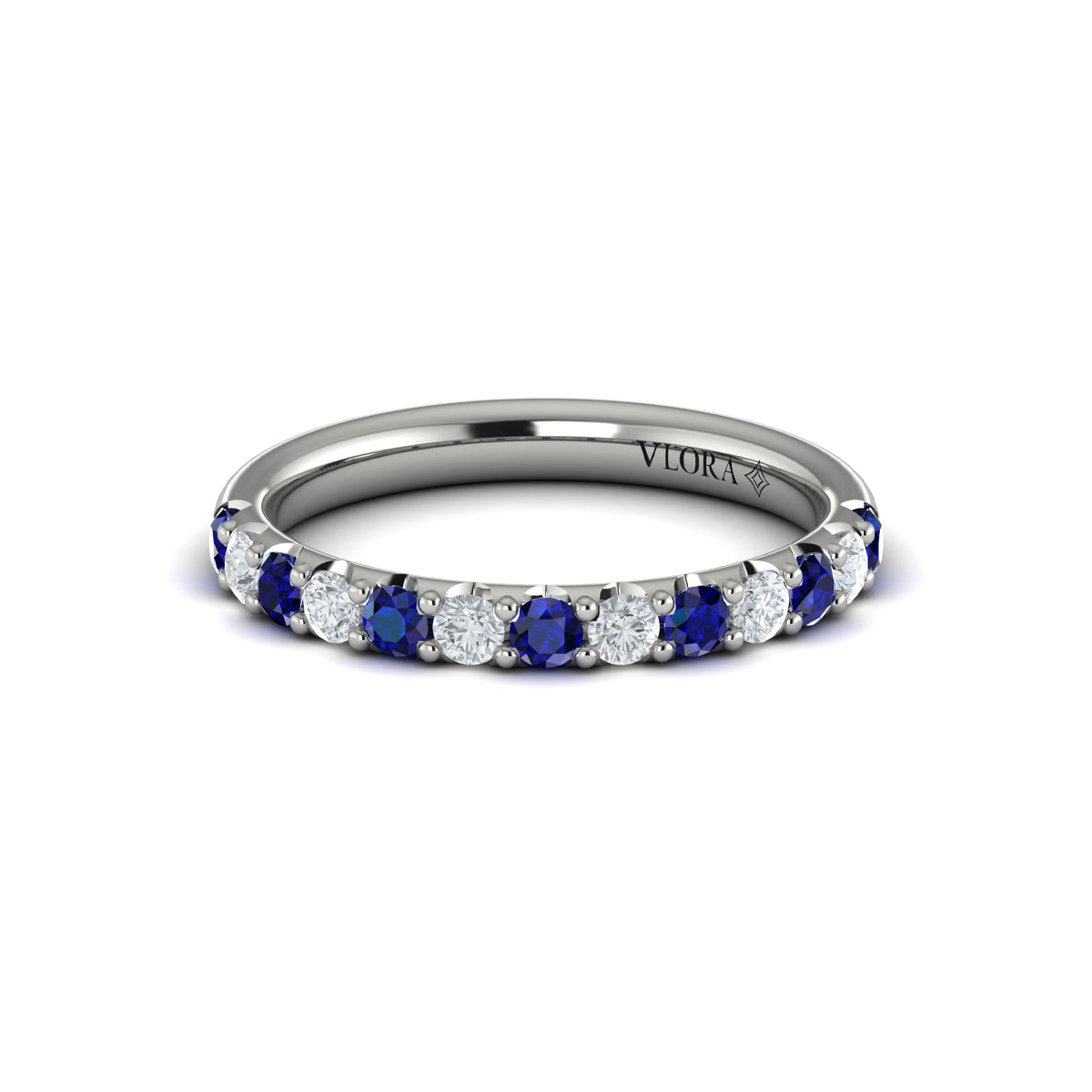 14K White Gold Sapphire Womens Wedding Band