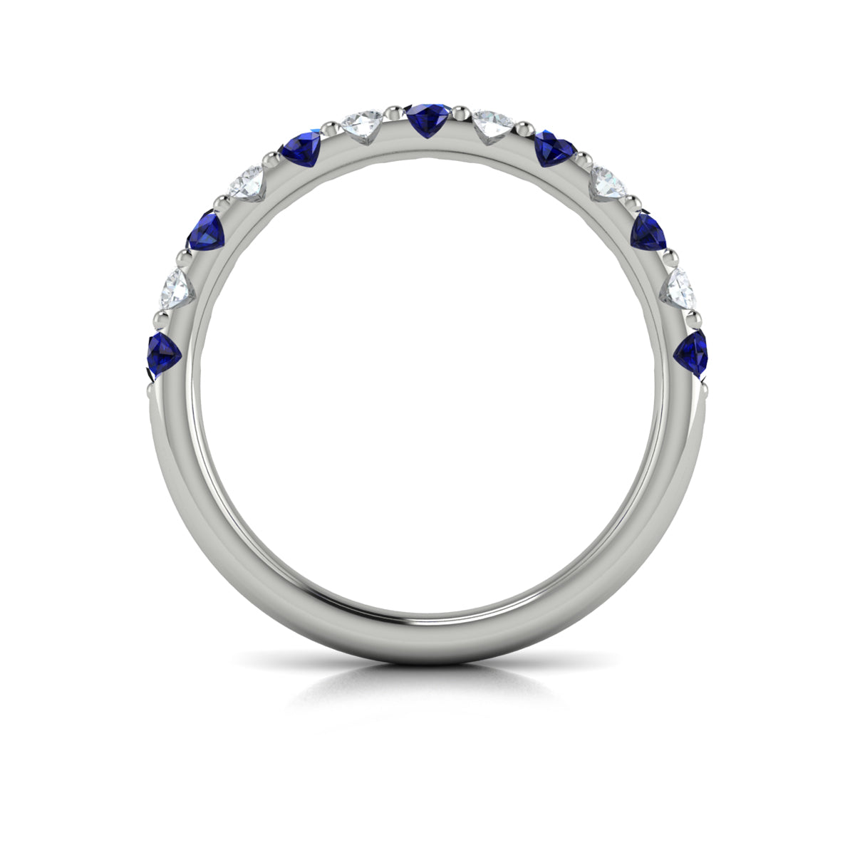 14K White Gold Sapphire Womens Wedding Band