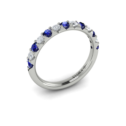 14K White Gold Sapphire Womens Wedding Band