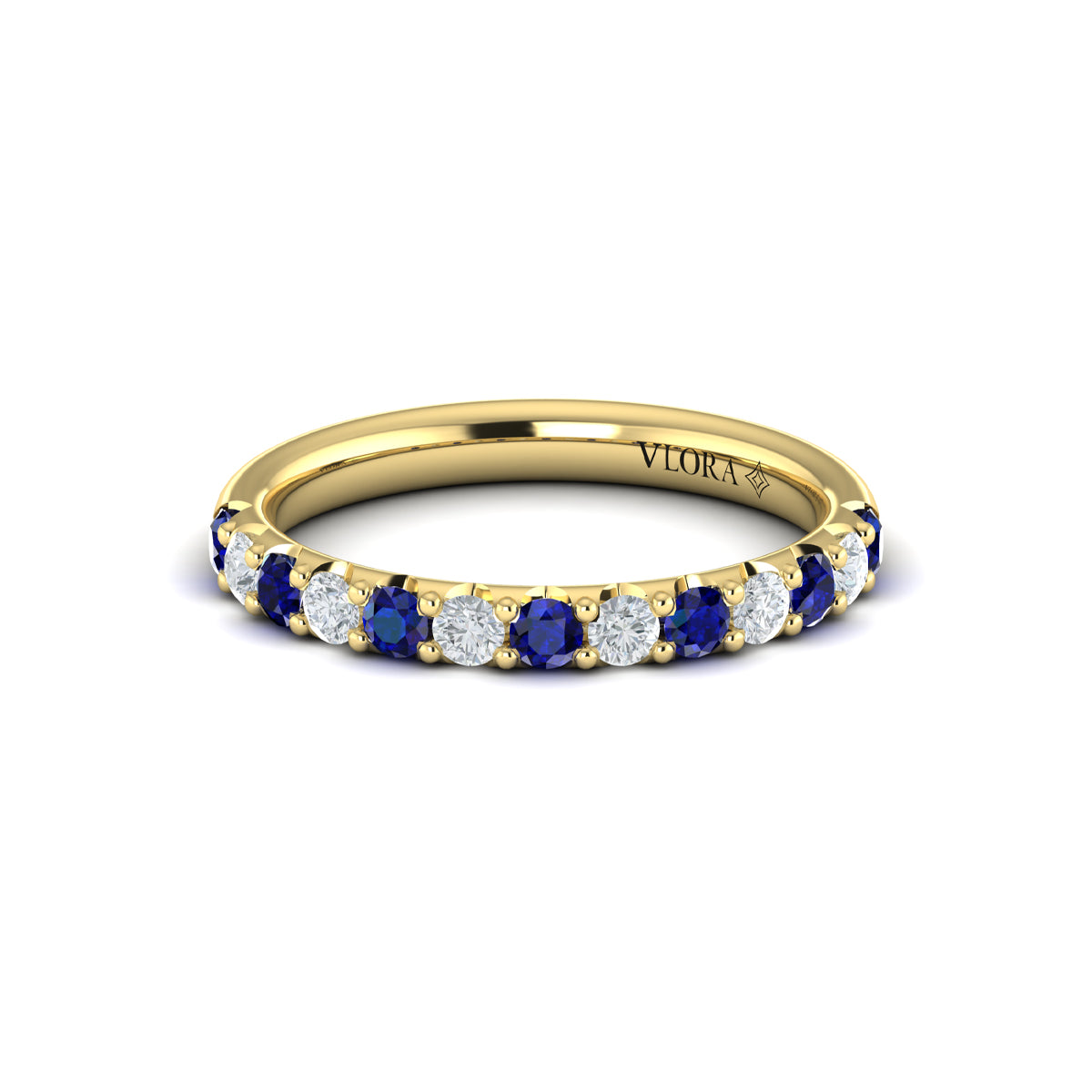 14kt Yellow Gold Sapphire Womens Wedding Band