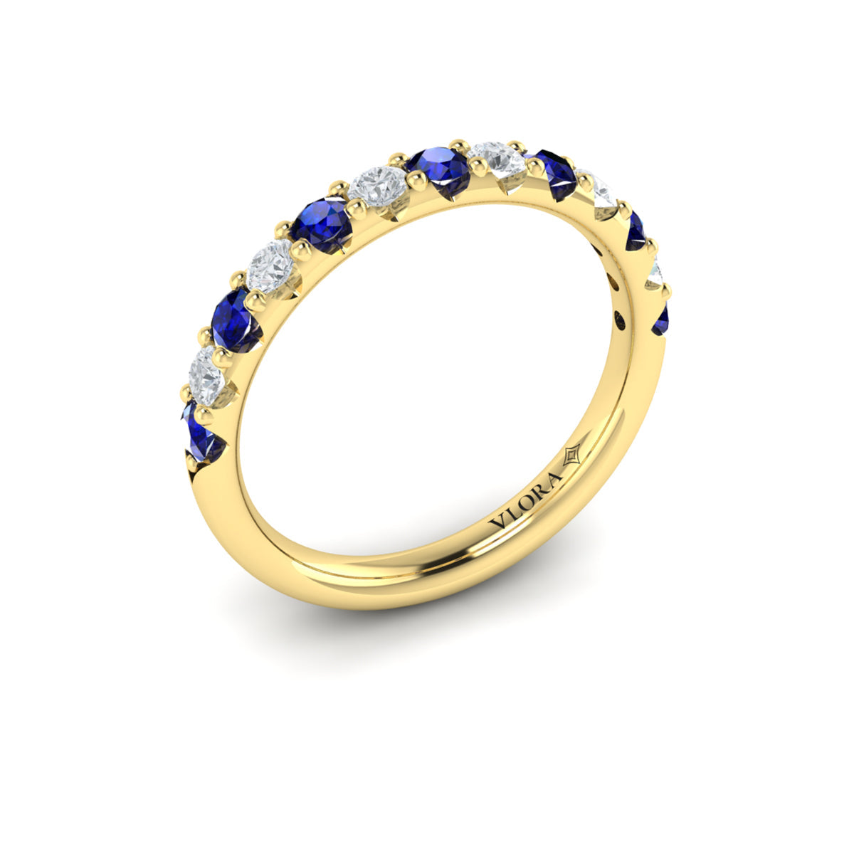 14kt Yellow Gold Sapphire Womens Wedding Band