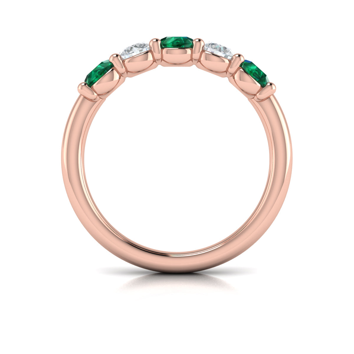 14kt Rose Gold Emerald Cut Womens Wedding Band